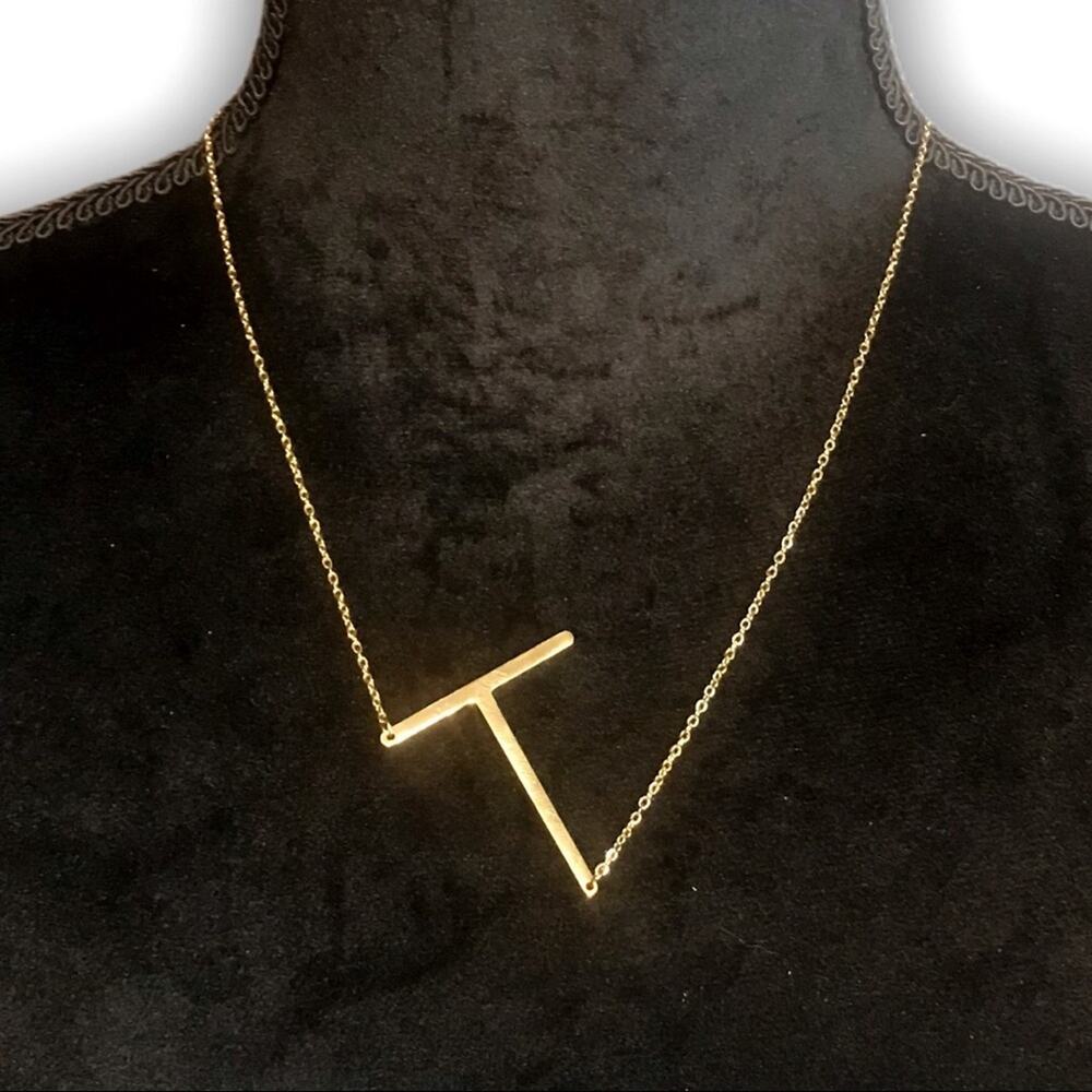 Gold Initial Pendant Necklace Letters A-Z